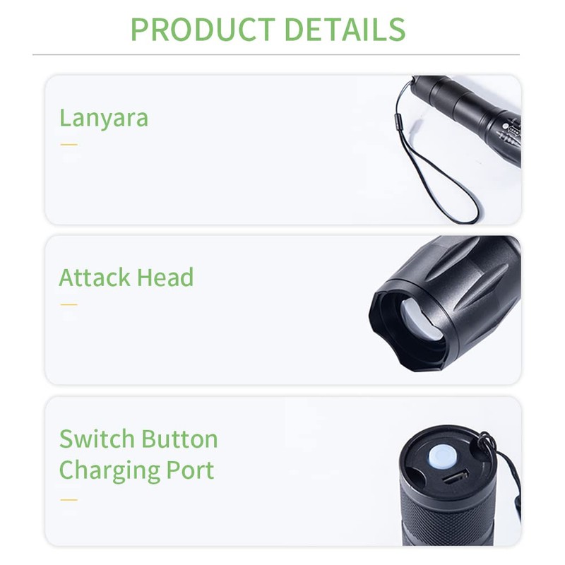 YZYOE Two-in-one Flashlight with White Light and Green Light，Green Flashlight