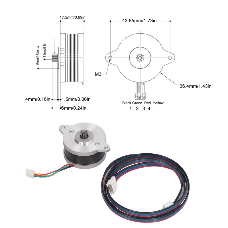 Extruder Stepper Motor Nema14 2 Phase 36mm Pancake Motor with