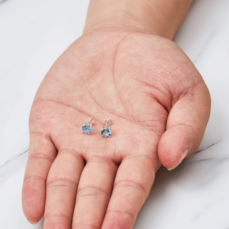 Philip Jones Sterling Silver March (Aquamarine) Birthstone Earrings Created with