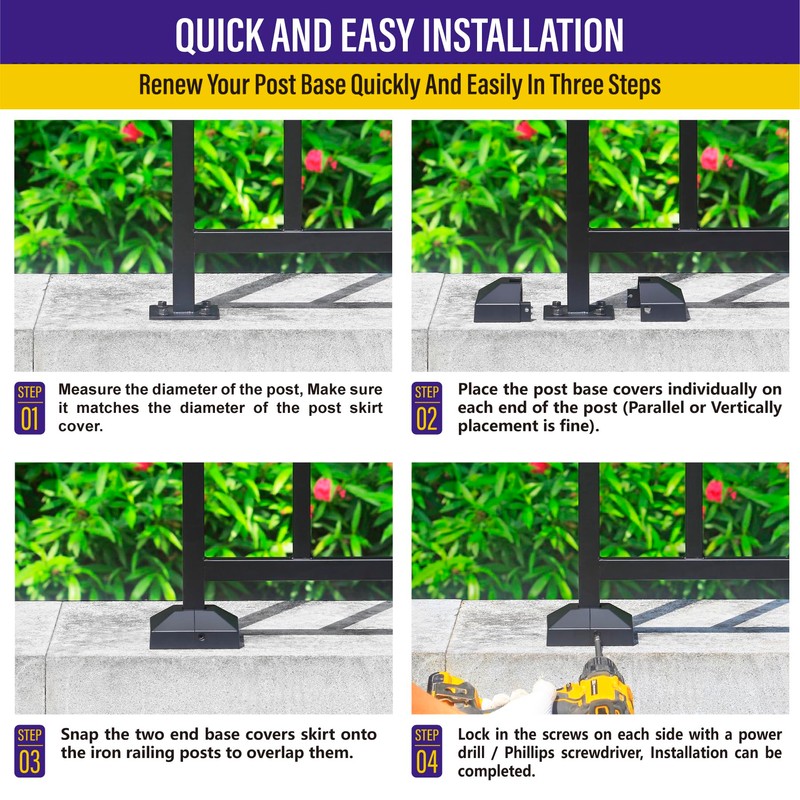 Hulave Split Post Cover, Fits 1x1 Post/3.5x3.5 Base, Indoor/Outdoor Iron