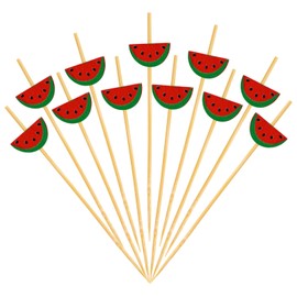 Honbay 100PCS Watermelon Bamboo Cocktail Picks Fruit Food Hamburger Toothpicks Cupcake Toppers Sandwich Appetizer Decorative Skewers Drink Garnish Holiday Birthday Party Decoration Sticks