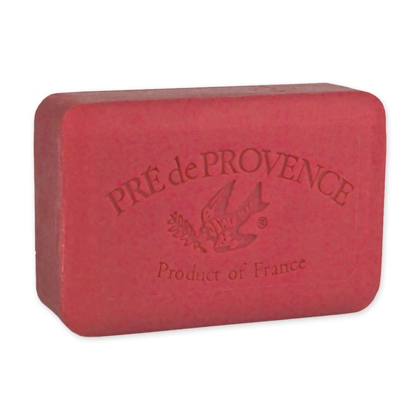 Pre de Provence Artisanal Soap Bar, Enriched with Organic Shea Butter, Natural French Skincare, Quad Milled for Rich Smooth Lather, Raspberry, 8.8 Ounce