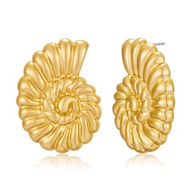LILIE&WHITE Conch Earrings For Women With Spiral Style Gold Stud Earrings Seashell Earrings Gold Ocean Studs Summer Beach Statement Earrings