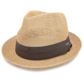 Zacon Edgecity Men's Hat, Spring/Summer Hat, Large Size, Straw Hat, Cool, Basic Thermo-Straw Hat, brown (light brown)
