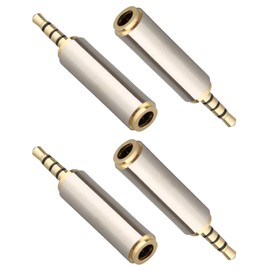 Jopto 4 x 2.5mm Male to 3.5mm Female Stereo Audio Male Adapter Converter Female AUX Gold Plated Male Microphone TRRS Adapter for Smartphones Tablets Speaker Microphone & Card Reader