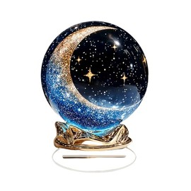 Ramadan Decorations for Home, Acrylic Ramadan Decorative Plaque, 2D Printed Mythical Crescent Crystal Ball Pattern Decoration Plaque (Desktop Decor-E)