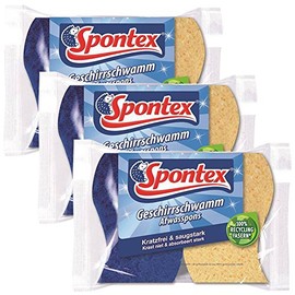 Spontex Dish Sponge - Kitchen Sponge - Gentle Cleaning of Crockery (Pack of 3)