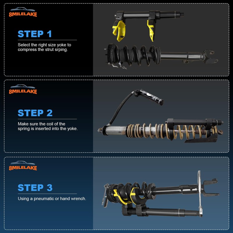 8MILELAKE Macpherson Strut Spring Compressor Kit Interchangeable Fork Coil Extractor
