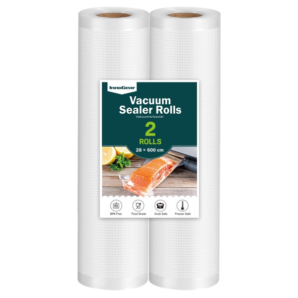 InnoGear Vacuum Sealer Bags Vacuum Food Sealer Rolls for Sous Vide Cooker, Food Storage（2 Rolls 28cm×6m）