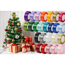 Red Ribbon 1-1/2 Inch x 25 Yards, Solid Color Fabric Satin Ribbon for Gift Wrapping, DIY Crafts, Bridal Bouquets, Wreaths, Bows, Sewing Projects, Baby Shower and Wedding Party Decoration