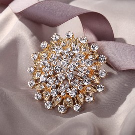 EVER FAITH Women's Austrian Crystal Elegant Flower Leaf Bridal Corsage Brooch Pin Clear Gold-Tone