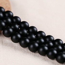 Onyx Semi-Precious Stone Black Beads Polished and Matt Set Semi Precious Stone, 1 Pack, 4/6/8/10 mm Pearl Strand Bead Necklace (10 mm Round Matte)
