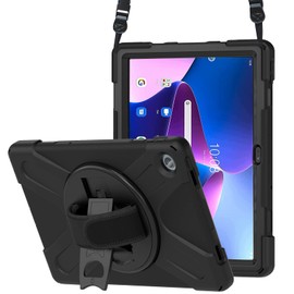 ProCase Compatible con Lenovo Tab M10 Plus 10.6 pulgadas 3ª generación 2022, resistente a prueba de golpes, funda protectora giratoria de 360 grados, color negro