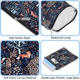 Book Sleeve Book Protector Book Pouch Book Lovers Gifts Bookish Gifts Book Cover with Zipper for Hardcover Paperback Washable Forest Fox Printed Gift Bag for Teacher Student Birthday, BookCover