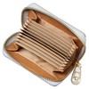 [VOICE] Italian Cowhide Leather Round Zipper Chabara Card Case, WH/BL