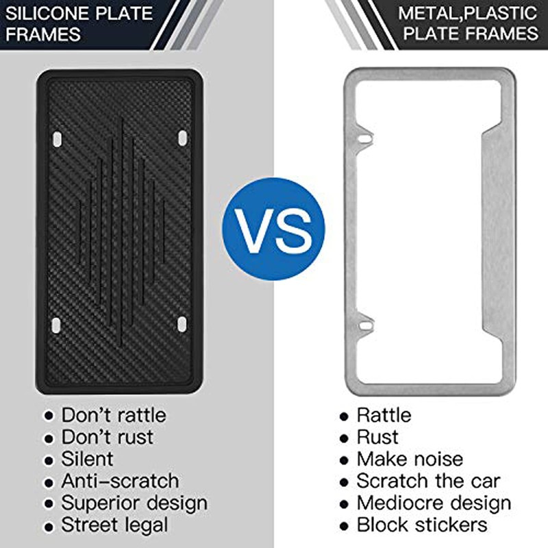 Intermerge License Plate Frames, 2 Pack, Universal US Car Black