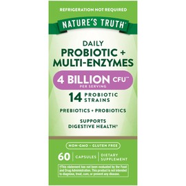 Probióticos con enzimas | 60 cápsulas | Apto para el estómago para hombres y mujeres | Sin OMG, sin gluten | por Natures Truth