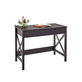 ClosetMaid 3955 X-Frame Design Writing Desk or Console Table with Drawers, Black Walnut Wood