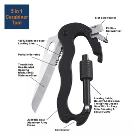 Yellow-Price 6 IN 1 Multitool Carabiner Outdoor Survival Multi Tool