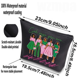 WZMPA Sorority Sisters - Bolsa de maquillaje para cosméticos, color rosa y verde, regalo de Dios dice que eres la hermandad de hermandad, bolsa de maquillaje con cierre, bolsa de parafernalia de