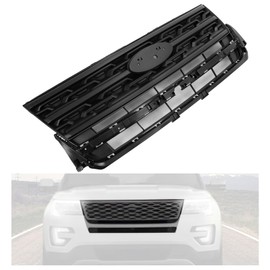 KUAFU Front Bumper Grille Compatible with 2018-2019 Ford Explorer Base/Limited/Platinum/Sport/XLT Sport Utility 4-Door Upper Grill Painted Black