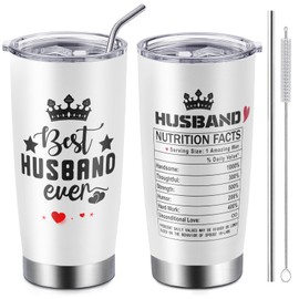 GWOWLWF Valentines Day Gifts for Husband from Wife, 20 oz Stainless Steel Tumbler with Lid and Straw, Anniversary Bithday Gifts for Men, Funny Coffee Tumbler 20oz, Best Husband Ever Tumbler