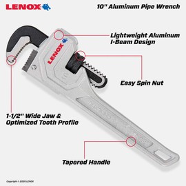 Lenox Aluminum Pipe Wrench, 10 Inch (LXHT90610)
