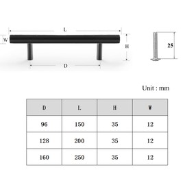 Drenky Pack of 10 Furniture Handles, Black Cabinet Handles, Stainless Steel Handles, Furniture Handles, for Kitchen Cabinets, Furniture Handles, 96 mm, Hole Spacing, Total Length: 150 mm, Matt Black