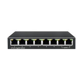 8 Port Gigabit Switch, Unmanaged Ethernet Switch with Traffic Optimization, Plug & Play, Fanless Metal Design Network Switch Hub, Desktop/ Wall-Mount