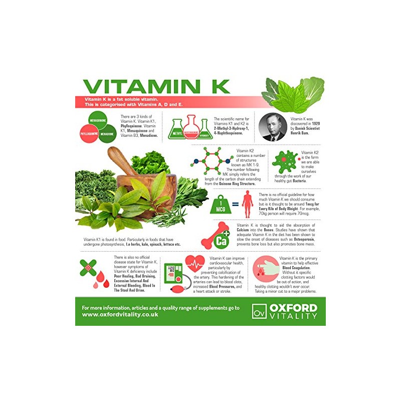 Ov OXFORD VITALITY Vitamin K2 MK-4 Tablets | 100mcg Supplement