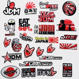46Pcs Funny JDM Car Stickers Japan Flag Rising Sun Rear Window Stickers Japanese Kanji Graphics Motorcycle Helmet Decals