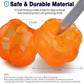 ACEONE Dog Squeaky Ball, Durable Pet Squeak Chew Bouncy Rubber Toy Balls for Small Large Dogs Indestructible Exercise Training Playing