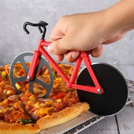 Alnicov Bike Pizza Cutter Pizza Cutter Wheel Stainless Steel Super Sharp Blades - Red