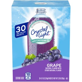 Crystal Light Grape Naturally Flavored with other natural flavor Powdered Drink Mix with Caffeine, 30 ct On-the-Go Packets