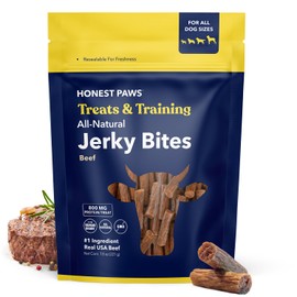 Honest Paws Dog Jerky Treats - All-Natural Jerky Dog Treats for Training Pets - Human Grade Bites - Real USA Beef