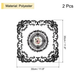 sourcing map 2Pack Retro Lace Placemat 12x12-in Square Embroidered Table Place Mats French Crochet Doilies Coasters Cup Mat for Home Wedding, Black