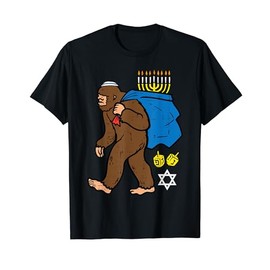 Hanukkah Bigfoot Sasquatch Chanukah Jewish Men Women Kids T-Shirt