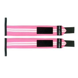 WOD Wear Elastic Wrist Wraps for Powerlifting, Strength Training, Bodybuilding, Cross Training, Olympic Weightlifting, Yoga Support - One Size Fits All (Pink)