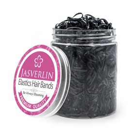 JASVERLIN Pack of 1000 Rubber Bands for Hair, Small Elastic Hair Bobbles for Thin for Women, Children, Girls, Baby, Mini No Damage Bands for Braids, Thin & Soft Texture (Black)
