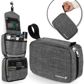 Fosmon Hanging Travel Toiletry Bag, Compact Toiletries Organizer, Cosmetic Makeup Portable Bag, Shower Bathroom Shaving kit, Hygiene Water-Resistant Carrying Travel Accessories for Men and Women