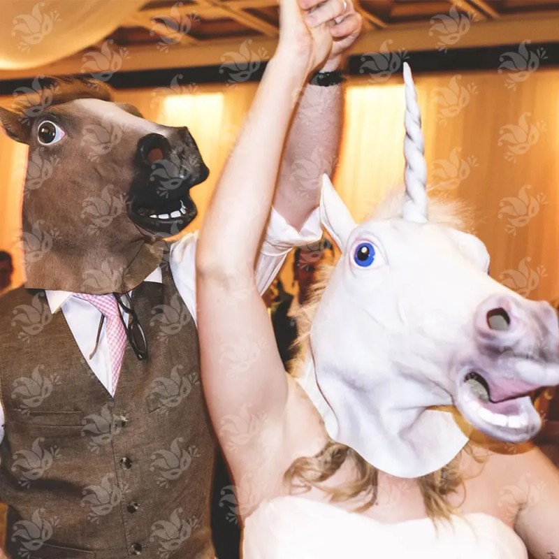Ghoulish Productions Máscara Unicornio Blanco Disfraz Fiesta Halloween