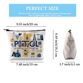 Portugal Vacation Travel Gift Portugal Bachelorette Party Gift Portugal Is Calling I Must Go Travel Makeup Bag (Must Go Portugal Bag)