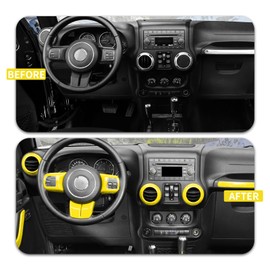 SQQP 16PCS Full Set Interior Trim Kit for Jeep Wrangler JK JKU 2011-2018 4 Door,Center Console Door Handle Side Outlet Cup Holder Gear Cover Trim (Yellow)