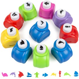 LoveInUSA Punch Craft Set, 10 Pack Hole Punch Shapes, Single Crafting Scrapbook Punches, Penguin, Seahorse, Dolphin, Sailboat, Great for Crafting & Fun Projects (Sea Animal Designs)