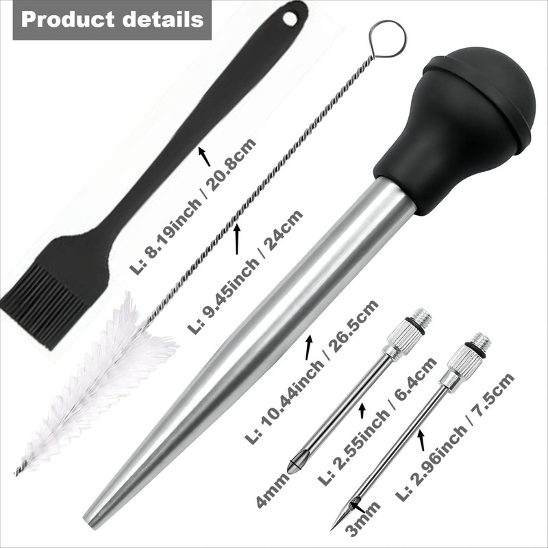 Viwehots Turkey Baster, Stainless Steel Turkey Baster Silicone Bulb with