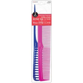 DONNA PREMIUM PEARL COMBO Extra Long Bone Tail, 9" Style COMBS Great for All Hair Type, Hair Styling Comb for Women, Men and Salon