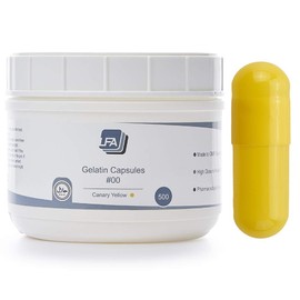 Empty Capsules Size 00 - Yellow Colored Gelatin - 500 Count - Fits Capsule Filling Tray Filling Tray - Joined Beef Gel Caps Easy Snap for DIY Powder Supplement Pills - Certified Halal