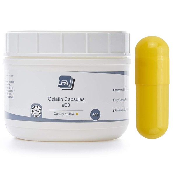 Empty Capsules Size 00 - Yellow Colored Gelatin - 500