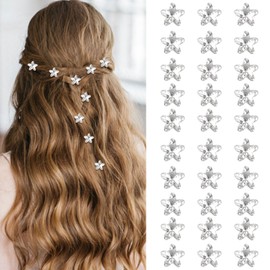 Oblihumoy 30Pcs White Star Rhinestone Small Hair Clips for Women Girls Cute Mini Hair Clip Wedding Party Hair Accessories & Fancy Gifts for Mom Partner Friends