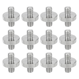 PATIKIL 1/4" Male to 1/4" Male Thread Camera Tripod Screw Adapter, 12 Pcs Camera Converter Screw Adapter Connector for Microphone Tripod Monopod Ball Head Light Stand Mount, Silver